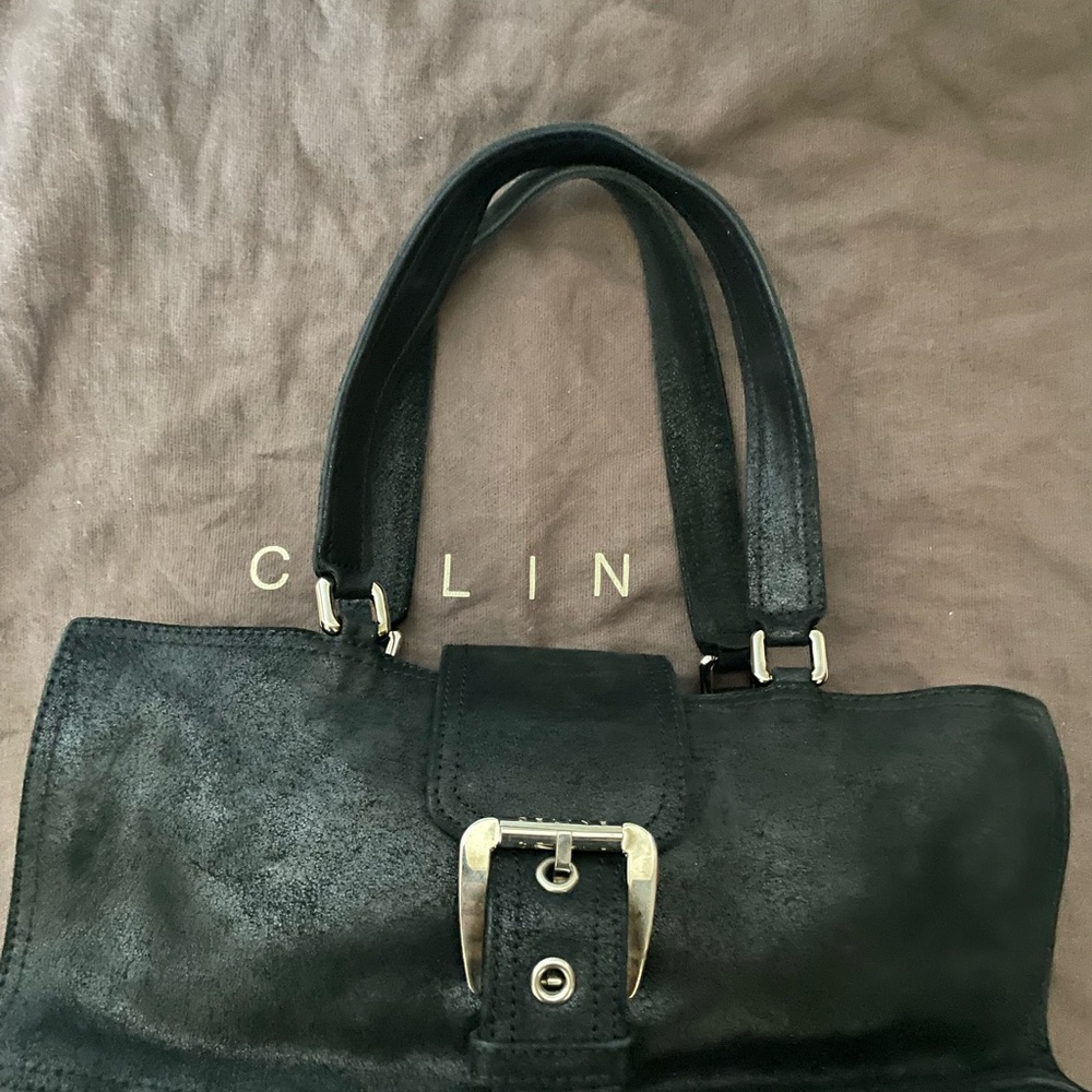 Vintage Celine Black Leather shoulder Bag